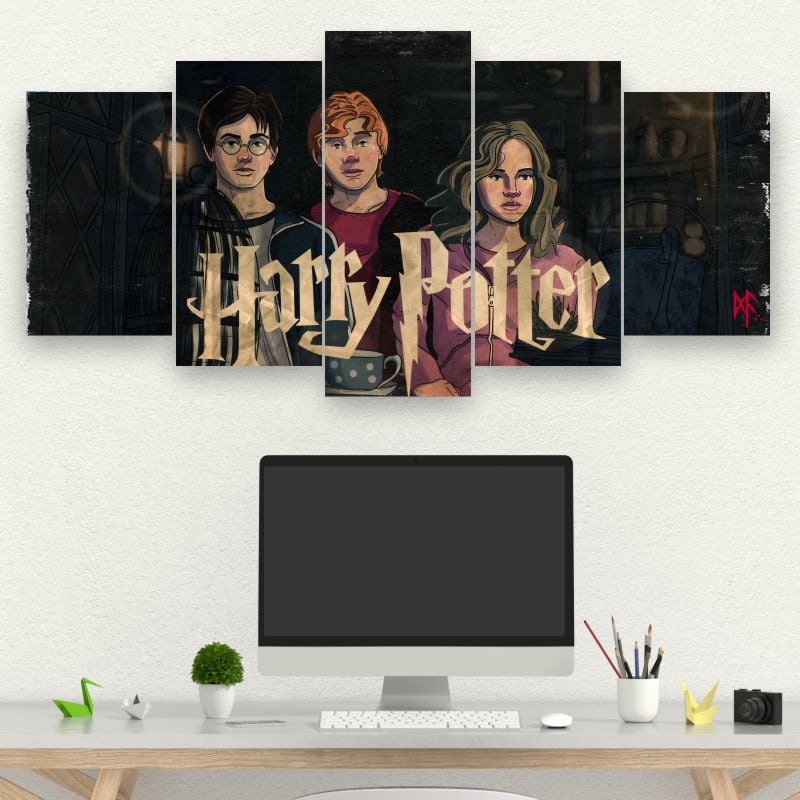 Painel Mosaico Kit de 5 Quadros Harry potter - Harry, Hermione e Rony